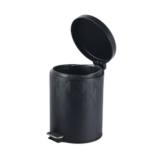 <strong>Black</strong> Metal Round Foot Pedal Trash Can Design <strong>Small</strong> Dustbin for Room Household Waste Collection <strong>Bins</strong> With Removable Wastebasket - Product Image 3