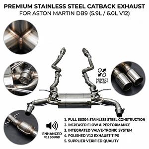 Sistema de Escape Catback Vortex Valvetronic para Aston Martin DB9 5.9L 6.0L V12, Acero Inoxidable SS304, Sistemas de Rendimiento de Carreras - Product Image 1