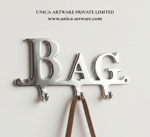 Modern Aluminum <b>Wall</b> <b>Hook</b> Rack with 3 <b>Hooks</b> for Bags <b>Keys</b> Coats-Eco-Friendly Durable Home Decor by Unica Artware - Product Image 1
