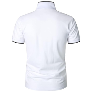 Polo blanc pour homme |   Haut à manches courtes extensible et doux avec col contrasté |   Vêtements décontractés et de travail - Product Image 5