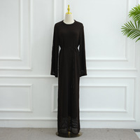 Ensemble Abaya 2 pièces Sharut pour femme : Robe longue en maille ajourée à manches longues avec robe intérieure assortie – Vêtements musulmans modestes