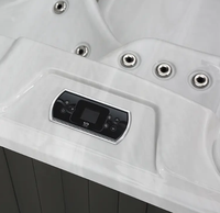 Bain à remous autoportant rectangulaire moderne pour 3 personnes avec fonction de massage et drain