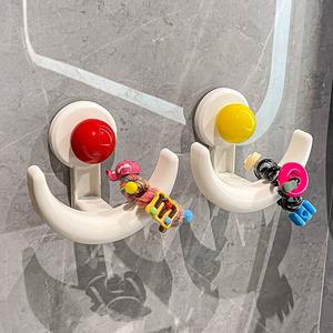Ganchos modernos en forma de media luna para accesorios para el cabello, soporte de pared resistente, color rojo rosa y amarillo, 2 ganchos, estante de almacenamiento para baño - Product Image 3