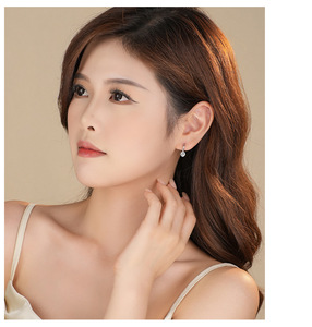 S925 <b>Sterling</b> <b>Silver</b> Heart Zircon Hoop <b>Earrings</b> Sparkling Round Cut CZ <b>Dangle</b> <b>Earrings</b> For Women Wedding Party Fine Jewelry - Product Image 2