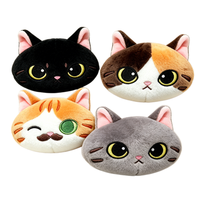 Porte-clés en peluche douce en forme de tête de chat, 100 % polyester, rembourrage en coton PP, motif brodé, unisexe, idéal pour anniversaire et anti-stress