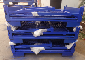 Cage en acier pliable de chariot à cargaison de transport de boîte de chiffre d'affaires en métal de conteneur pour le stockage de bouteille de vin de fournisseur d'usine - Product Image 6