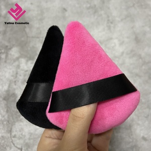 YALINA - Brocha de Maquillaje Colorida, Suave, de Algodón Puro, para Cuerpo y Rostro, Triangular, Rosa, Negra, Blanca, Lavable, para Polvos - Product Image 5