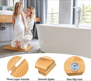 Tapis de bain en bambou de douche de luxe Tapis de pied en bois robuste Tapis de douche de camping en plein air - Product Image 5