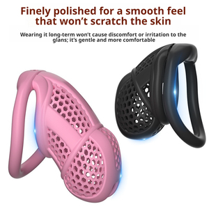Jouets sexuels pour hommes, cage de chasteté avec petit cadenas intégré, cadenas de chasteté en nid d'abeille, 4 anneaux, léger et confortable, jouet sexuel pour adultes - Product Image 1