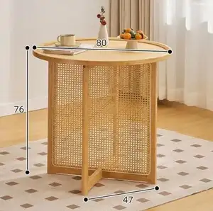 New 2024 Living Room Furniture Bamboo Rattan Coffee Entry Table Round