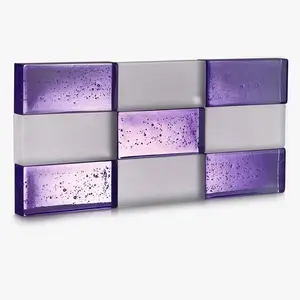 Purple Tinted Glass Brick Clear Baking Paint Hot Melt Glass Bricks Blocks Opaque Frosted Solid Building Glass Brick Wholesale