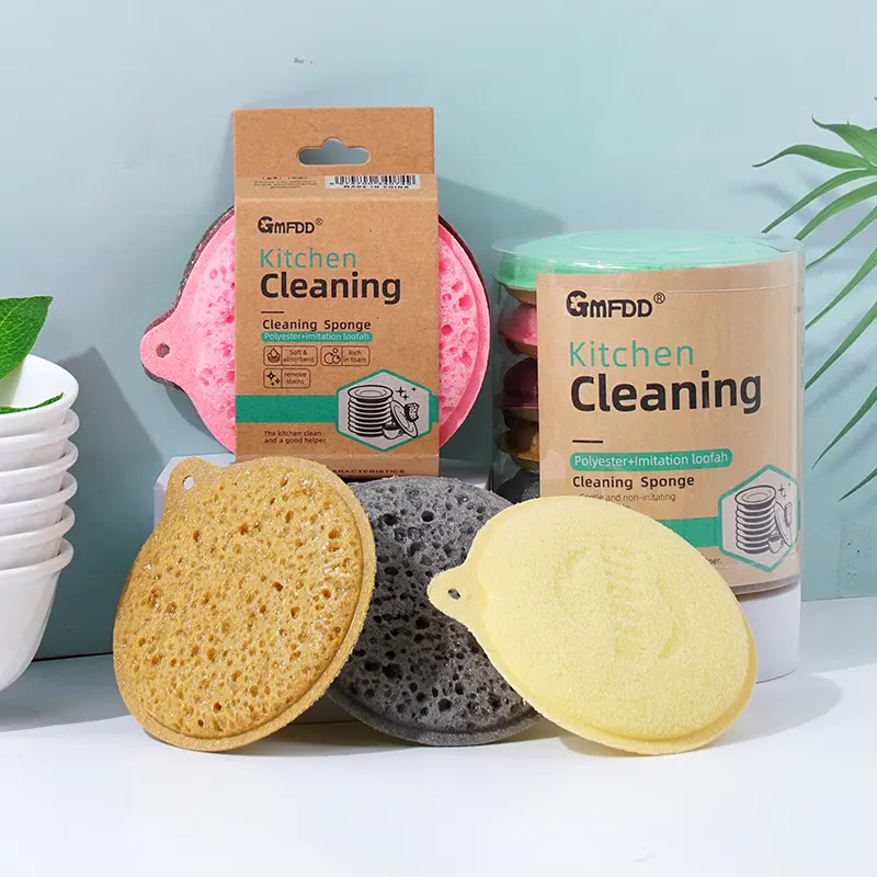 Seaweed porous sponge high foam New Product double-sided double-effect Kitchen Cleaning Sponge Compressed edge Sponge