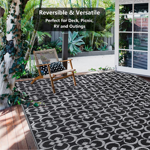 שטיח פלסטיק קל משקל, דו-צדדי, קלוע, מפוליפרופילן, ידידותי לסביבה, מתאים לפטיו, קמפינג, חוף, טיולים, קרוואן ופעילויות חוץ. - Product Image 2