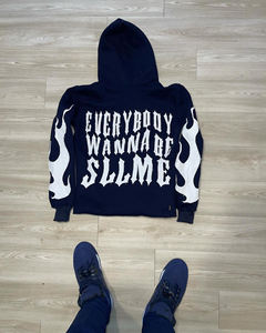 Sweats à capuche unisexes en gros, 100% coton, poids lourd, broderie personnalisée, coupe ample, coupe courte, bord brut, ourlet brut, automne, lettres - Product Image 4