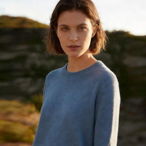 Pull d'hiver pour femme à col rond avec logo personnalisé, tricot à manches longues en laine/nylon, tricot doux - Product Image 3