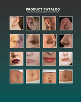 En stock : Piercing de nombril en Titane ASTM F136, finition Or PVD, Zircon Cubique, 16G, sans filetage, à poussoir, motif papillon, minimaliste, bord lisse