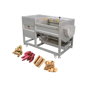 Automatic Vegetable Cassava Potato Carrot Ginger Cleaning Washing Peeling Machine with Impurity Polishing Function