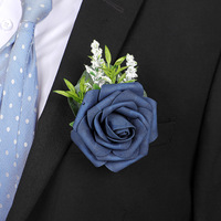 Boutonnière de mariage vintage, fleur artificielle en rose, style rustique pour le marié, costumes formels, décoration de robe de banquet