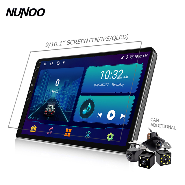 Nunoo 2din Car Radio Android 9/10 Inch GPS Stereo Radio Navigation System Audio Auto Electronics Video Car DVD Player
