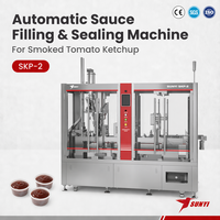 Machine de remplissage et de scellage automatique à double voie SUNYI SKP-2 pour ketchup de tomates fumées, 100 gobelets/min |   Double voie, précision ±1%, SUS304