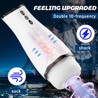 Masturbateur masculin réaliste à action télescopique entièrement automatique avec 10 fréquences de vibration et d'aspiration