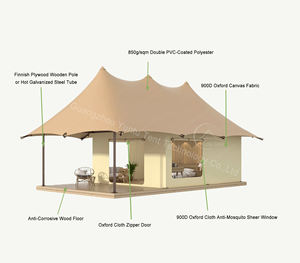 Tente de safari OEM, maison dans le désert avec salle de bain et <span class=keywords><strong>balcon</strong></span>, conçue pour des vacances de glamping de luxe - Product Image 5
