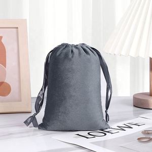 Sacs à cordon en velours personnalisés pour bijoux et écouteurs, anti-poussière, imprimés, vente en gros, pochettes noires - Product Image 6
