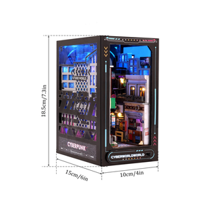 Hamaileon <span class=keywords><strong>Cyberpunk</strong></span> futur monde modèle de construction bricolage en bois maison de <span class=keywords><strong>poupée</strong></span> Kit avec mini puzzles 3D étagère livre coin pour enfants - Product Image 1