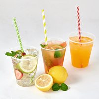 HeePACK 8 12 16 24 32 oz Tasses à emporter transparentes jetables en plastique pour animaux de compagnie Tasse à glace à café à dessert froid avec couvercle plat et paille