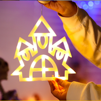 Lampe de nuit LED à motif de château d'Halloween GL-WG1, vente chaude transfrontalière, néon creux suspendu avec lumière blanche chaude à intensité variable