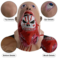 Masque d'horreur Bloody Charlie, cagoule visage de fantôme, effrayant, démon, en latex, accessoires d'Halloween, costume de mascarade personnalisable