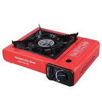 Réchaud de camping portable manuel en acier inoxydable Noocious pour extérieur, allumage électronique, conception monobloc, alimentation au butane, durable