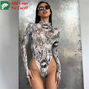 Nuevo vestido de mujer dividido sexy pequeño cuello alto manga larga malla transpirable tie-dye ropa de mujer - Product Image 3
