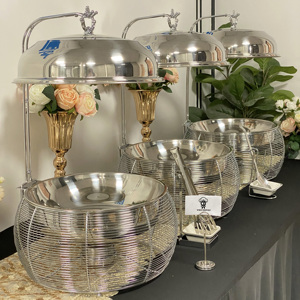 Nuevo Diseño 2026: Calentador <span class=keywords><strong>de</strong></span> Comida Colgante <span class=keywords><strong>de</strong></span> Acero Inoxidable <span class=keywords><strong>de</strong></span> 8L para Restaurantes, Banquetes, Bodas <span class=keywords><strong>y</strong></span> Fiestas - Dorado - Product Image 1