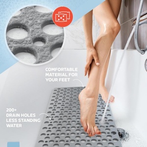 Tapis de bain rectangulaire en TPE, respectueux de l'environnement, tapis de salle de bain poreux, anti-fuite d'eau, avec ventouse, tapis de sol antidérapant - Product Image 5
