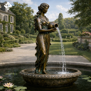 Fontana in Bronzo Personalizzata con Scultura di Ninfa e Vaso, Fontana d'Acqua per Progetti Paesaggistici - Product Image 1