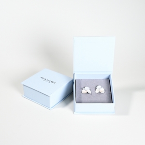 PackSecret Light Blue Square Jewelry <b>Box</b> Custom Black Logo Magnetic Closure for Necklaces Bracelets <b>Book</b> Style - Product Image 1
