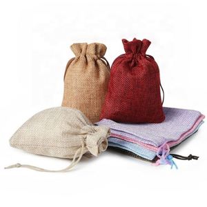 Organic Eco-friendly Custom Logo Small Candy Toy Nuts Gift Pouch Christmas Jute Burlap Drawstring <b>Bag</b> - Product Image 1