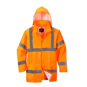 Chaqueta reflectante de poliéster resistente al agua, traje de lluvia personalizado con pantalones, impermeable, abrigo de lluvia de alta visibilidad