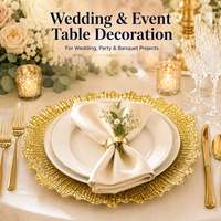 Assiettes de Présentation Réutilisables Écologiques de 13 Pouces avec Bord Doré pour Mariages et Fêtes – Vente en Gros