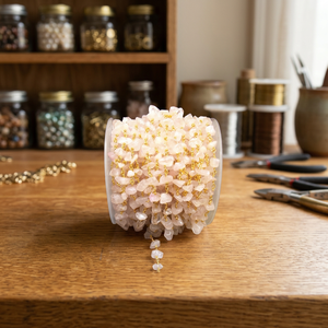 Collier tendance en laiton plaqué or avec perles de quartz rose naturel, bijoux multi-gemmes et chaîne à breloques en forme de pièce de monnaie - Product Image 3