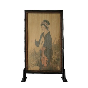 Chinese Style Bamboo Screen Double Sided Foldable <b>Room</b> <b>Divider</b> With Lady Portrait Art Decor For Living <b>Room</b> Entrance - Product Image 5