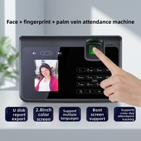 Reloj Biométrico de Control de Asistencia para Empleados 3 en 1 con Reconocimiento Facial, Huella Dactilar y Vena de la Palma de la Mano, con Pantalla a Color de 2.8 Pulgadas