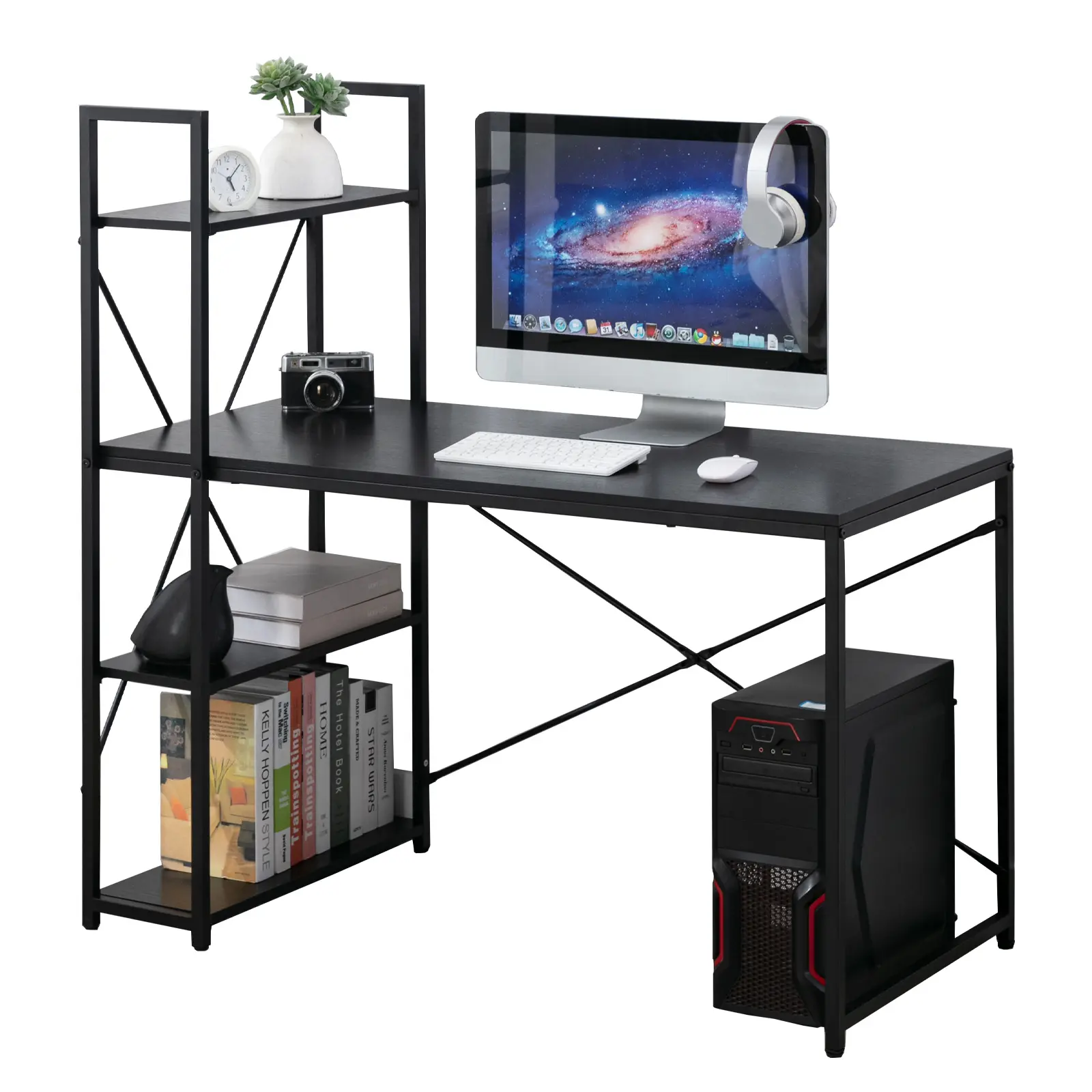 Gaming Pc Computer stand Desk top 48 inch with Storage Shelves Table for Home Office Modern Simple Style