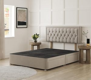 COZY HUB LTD Hilton <span class=keywords><strong>Florida</strong></span> Divan Yatak 10 İnç Ortopedik Düğmeli Yatak Peluş Kadife Başlık-Lüks Divan Takımı 2 Çekmeceli (Siyah) - Product Image 4