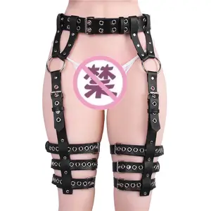 Pinggang Yang Dapat Disesuaikan Kaki Tukang Kayu Kandang Wanita Punk Kulit Harness Garter Belt Legging Diikat