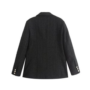 Nueva Moda: Abrigo de Mujer de Manga Larga, Texturizado, con Doble Botonadura y Largo Medio - Product Image 6