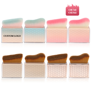 Brocha de Maquillaje Individual para Base, Herramienta de Belleza Vegana Personalizada 2026, Mango de Plástico, Color Oro Rosa Café, Cerdas Suaves - Product Image 1
