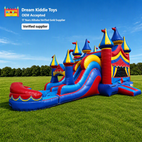 Château gonflable coloré de cirque avec double toboggan pour événements pour enfants, divertissement familial et locations pour fêtes