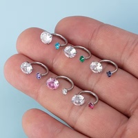 Kit de Joyería para Piercings de 2 Piezas, Incluye 1 Anillo de Nariz de Acero Inoxidable con Forma de Herradura y Doble Zirconia Sintética, 1 Herramienta para Agarrar Joyas